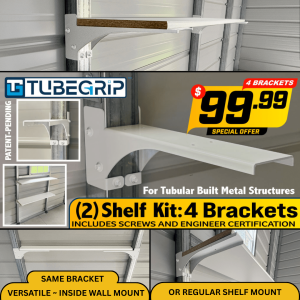 TubeGrip™ 2-Shelf Kit. Engineered 14-Gauge Steel Shelf Brackets